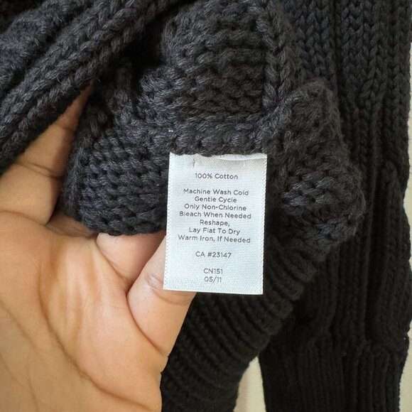 TALBOTS Woman Petite 2X Cable Knit Cowl Neck Sweater Snap Button Black Cotton - Picture 11 of 14